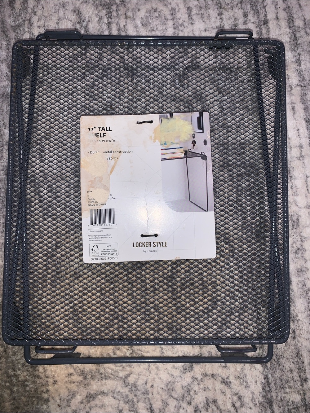 🆕-12” Locker Style Metal Mesh Shelf - Dark Gray
